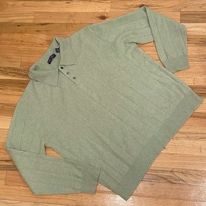 Grant Thomas 100% Cashmere Green Polo Collared Sweater Large L